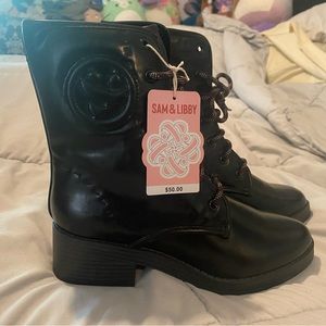 Patent Embroidered Combat Boots - NWT Size 8.5